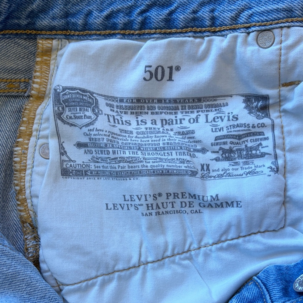 Levi's Light Blue Ripped Jean Shorts - Picture 6 of 9